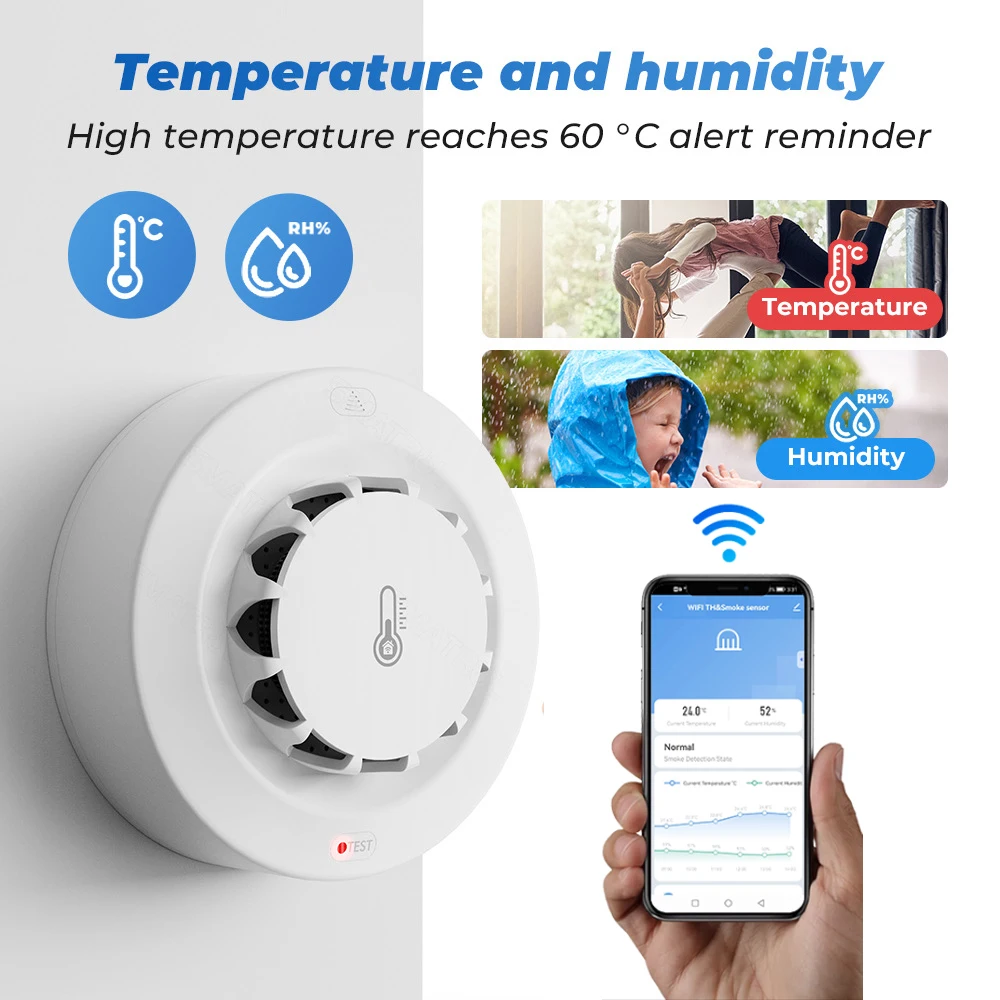 Tuya wifi bt duas conexões det - Smoke Detector Interconnected avaliação e preço