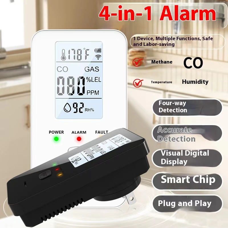 Detector de gás 4 em 1, alarme - Co Detector Plug avaliação e preço