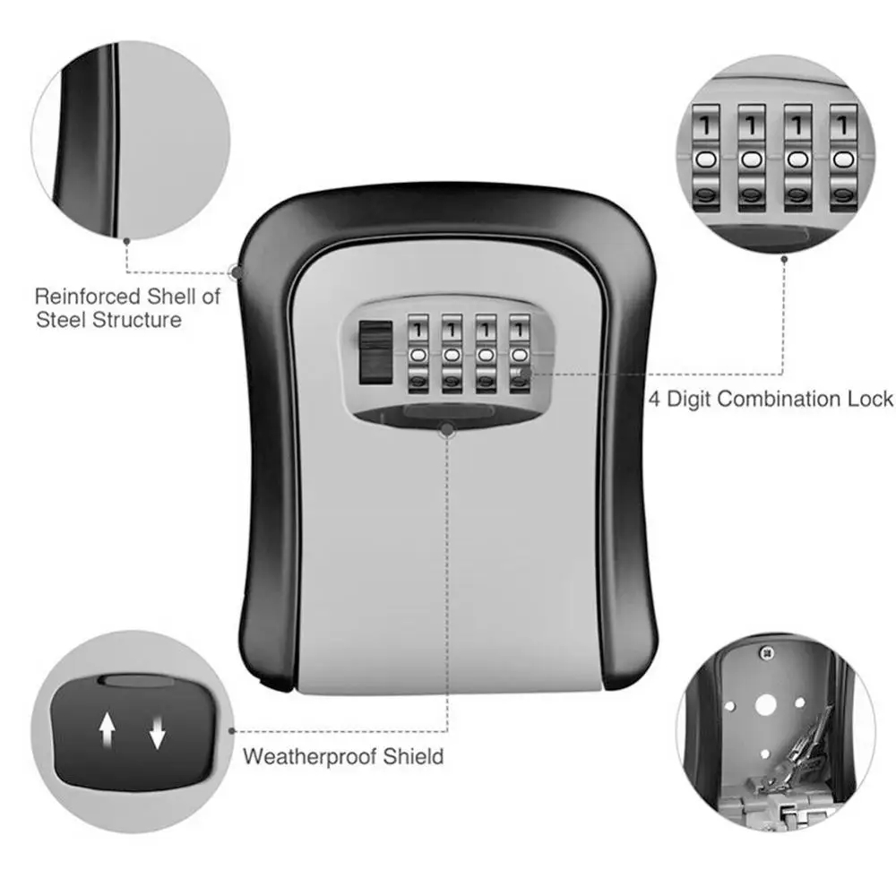 Wall Mount Key Lock Box, 4 Dig - Lockbox Key Secure avaliação e preço